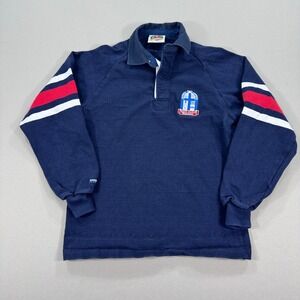 VTG Barbarian Rugby Wear‎ Saint Andre Polo Shirt Men's Small Blue Made In Canada